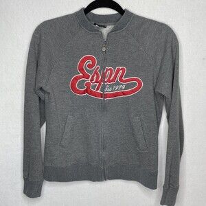 Champion ESPN Full Zip Embroidered Gray Jacket Sweatshirt Womens Small
